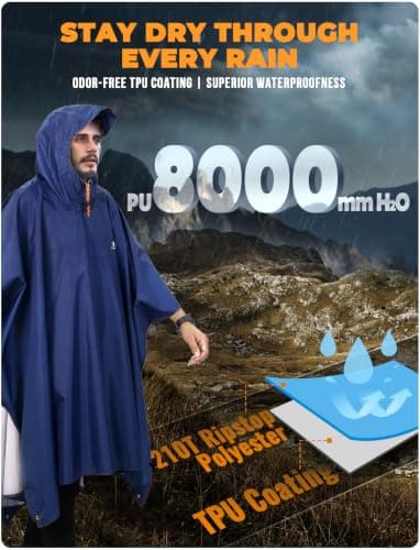 ANYOO Waterproof Rain Poncho Lightweight Reusable Adult Unisex Multi-use — view 3