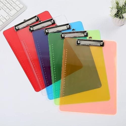 Sijihua Clipboard Folder Board Office Folder with Heavy Duty Clip (2 Packs) A4 Clear Blue + Green — view 2