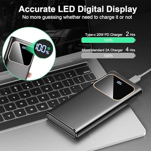 Power Bank Fast Charging 12800mAh, Slim Portable Charger for iPhone Samsung — view 4