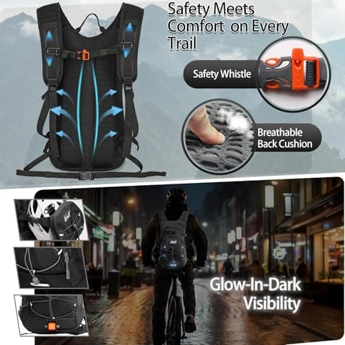 Hydration Backpack 18L Hiking Water Backpack with 2L Water Bladder for Men Women, Hydration Pack for Cycling Running Biking, Black — view 4