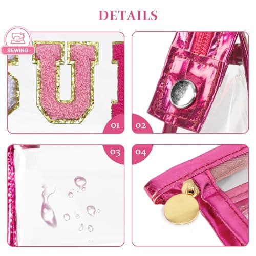 COSHAYSOO Sunscreen Bag Clear Makeup Toiletry Pouch Beach Vacation Essentials for Women Teen Girls Trip Gifts Summer Pool Travel Must Have Accessories Waterproof Stuff, Pink-Sun, 8.8" x 2.7" x 5.5 — view 3