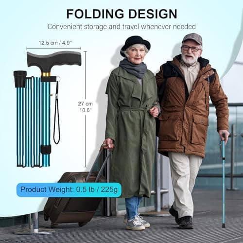 supregear Walking Stick for Women and Men, Collapsible, Lightweight, Sleek, Foldable Folding Walking Cane and Sticks for Seniors & Adults with Comfortable T-Handle — view 2