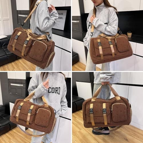 unisoul Corduroy Sports Gym Bag for Women Girls with Shoes Compartment — view 2