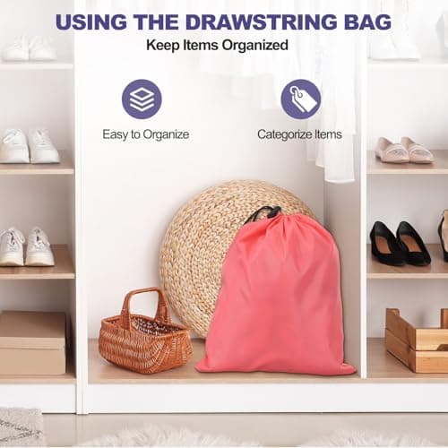 sourcing map 5Pcs Polyester Drawstring Bag with Toggle, 10"x12", Sky Blue — view 5