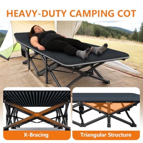 ATORPOK SHOP Oversized Camp Beds for Adults with Pad, 500LBS Heavy Duty — view 6