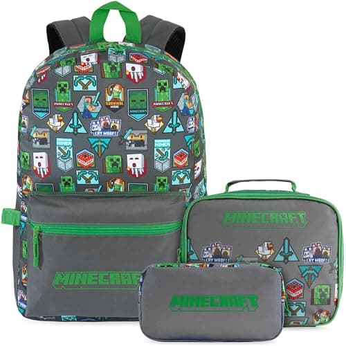 Get Trend Minecraft Boys Large Backpack 3 Pcs Set, 46cm School Bag