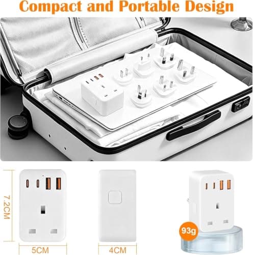 UK to Worldwide Travel Adapter,Universal Travel Plug Adaptor Set With 4 USB — view 6