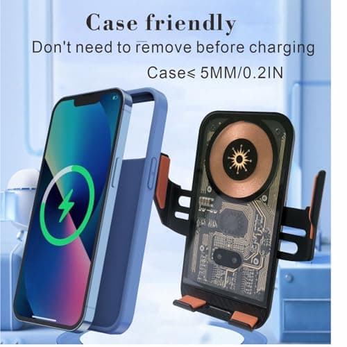 Car Phone Holder Wireless Charger, Wireless Car Charger Auto-Clamping 15W Fast Wireless Charging Car Mount for iphone 17 16 15 14 13 12 Pro Max,Samsung Galaxy Series S26 Ultra S25 S24 S23 S22 J-Clip — view 4