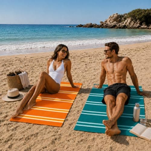 Adore Striped Beach Towels 2 Pack - Teal & Orange 75 x 150 cm — view 2