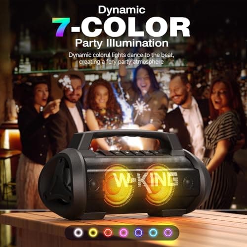 W-KING Bluetooth Speaker, 120W Portable Wireless Speakers, 70W Deep Bass with Dual Subwoofer, IPX6 Waterproof, DSP, EQ, 42H Playtime, RGB Lights, BT 5.4, 110dB Powerful Boombox for Outdoor/Party/Beach — view 6