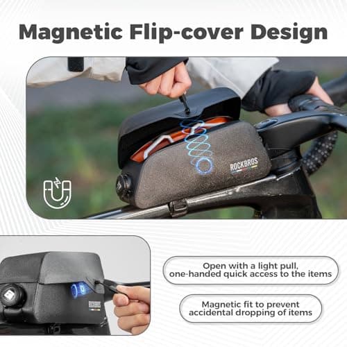 ROCKBROS Road to Sky Bike Frame Bag, Waterproof Magnetic Top Tube Bag — view 2