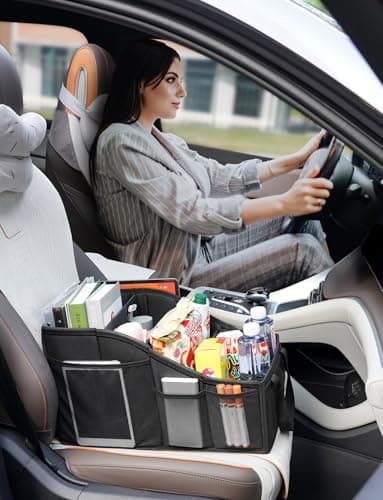 YOHOOLYO Car Seat Organiser with 4 Compartments, 4 Cup Holders — view 3