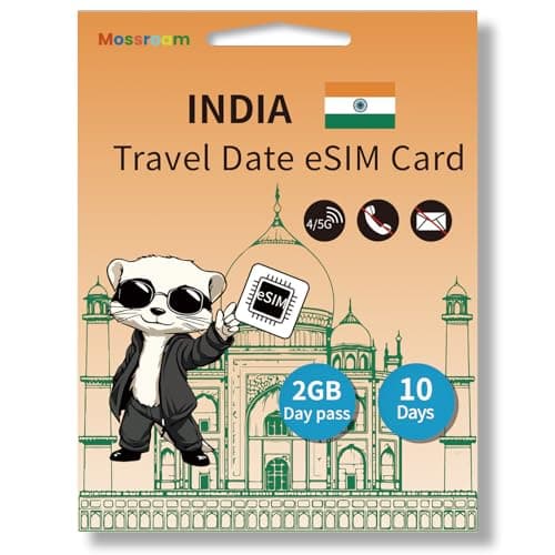 India Travel eSIM - 2GB 5G/4G LTE Data,10 Days - Instant Activation,No Roaming Fees - Prepaid Plan for Tourists & Business Travelers
