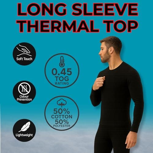 Deck and Beach Mens 4 Pack Thermal Tops Long Sleeve or Short Sleeve 0.40 TOG Warm Soft Touch Base Layer Undershirts for Winter (White, Medium) — view 2