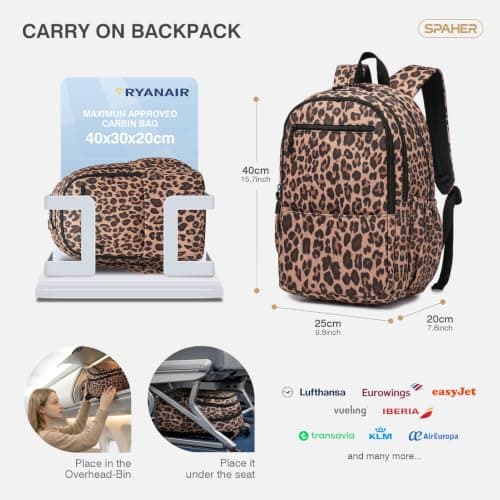 SPAHER Cabin Bag 40x20x25 Ryanair Travel Backpack Underseat Hand Luggage — view 3
