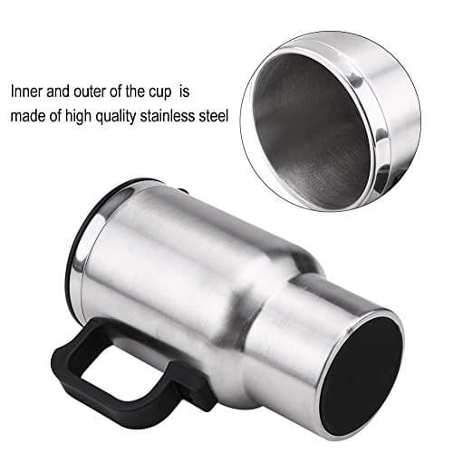 Akozon Electric Mug, 12V 450ml Stainless Steel Travel Heated Cup with Cigarette Lighter Cable — view 2