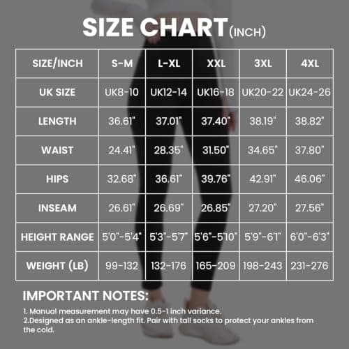 TNNZEET 2 Pack Thermal Leggings Women UK High Waisted Fleece Lined Pants — view 5