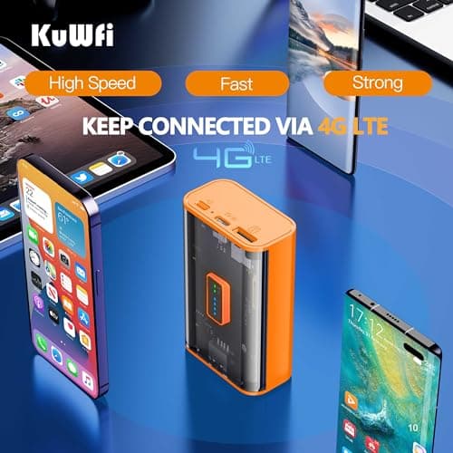 KuWFi 4G LTE Portable WiFi Router, Travel Hotspot with 5200mAh Power Bank — view 2