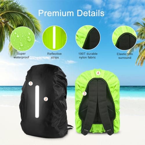 flintronic Waterproof Rain Cover for Backpack, 2 Pack Reflective Rucksack Cover, Backpack Waterproof Cover, Anti-dust, Foldablefor Hiking Camping Traveling Cycling, S — view 4