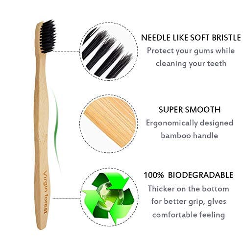 Virgin Forest Bamboo Toothbrush 6 Pack, Soft Bristles, Biodegradable — view 2