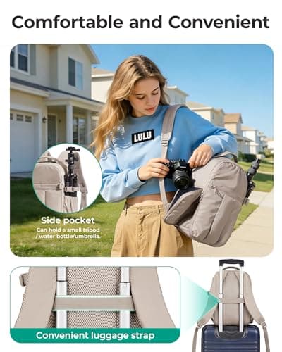 bagsmart Small Camera Backpack Bag for DSLR SLR Mirrorless Cameras Photographer with Tripod Holder 13.6" Laptop Compartment Women Travel Bag — view 6