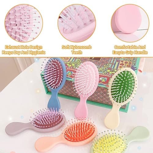 8 Pack Mini Wet Hair Brush, Eight Color Air Bag Combs — view 4