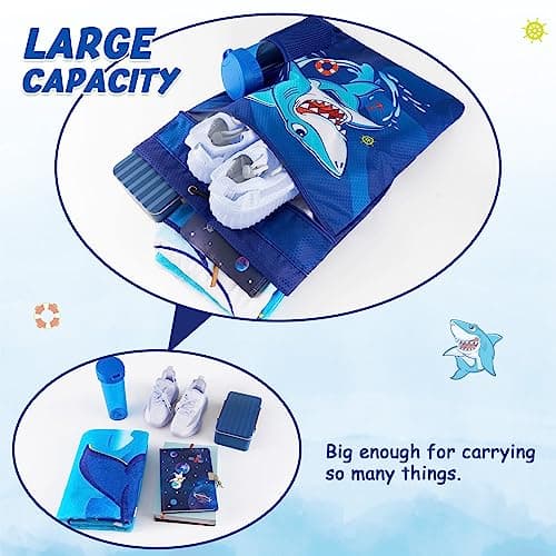 WAWSAM Kids Drawstring Gym Bag with Zippered Pocket and Water Bottle Pocket — view 3
