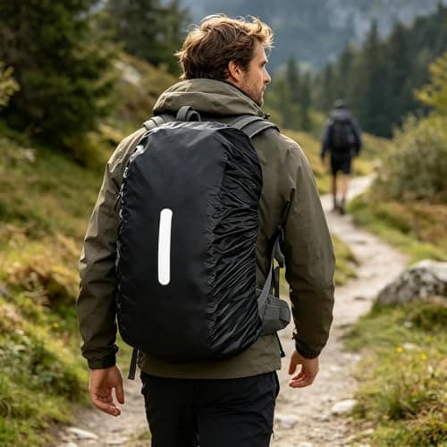 Waterproof Backpack Rain Cover, 30L-40L Reflective Rucksack Rainproof Covers, Ultralight Dustproof Abrasion Resistant Protective Cover for Outdoor Hiking Camping Hunting Traveling Cycling Climbing — view 5