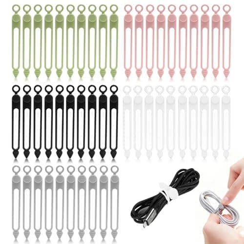 50 Pcs Reusable Silicone Cable Ties Reusable Cable Organiser Clips