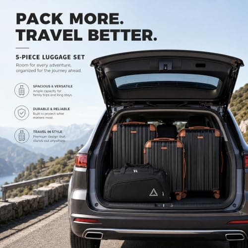 CONCEPTEN Luggage Sets Hard Shell Suitcases with Wheels, Black, Hardside — view 6