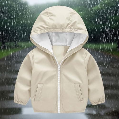 duxyoz Boys Girls Waterproof Jacket Toddler Baby Boy Girl Kids Rain Jacket Lightweight Breathable Rain Coat Windproof Zip Up Hooded Storm Jackets Water Resistant Raincoat Windbreaker 12-18 Months — view 2