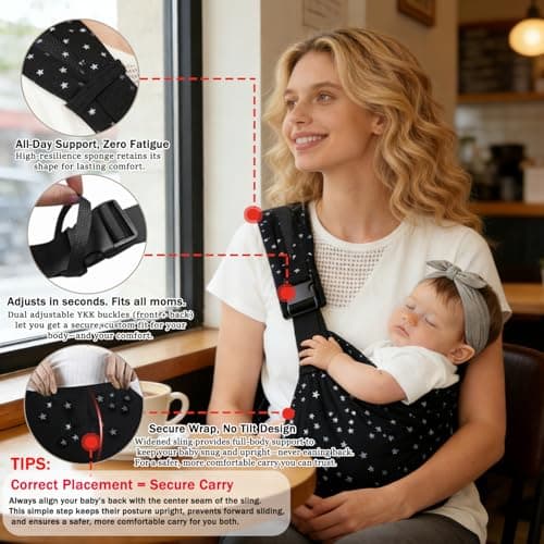 Baby Sling Carrier | Adjustable Front & Back, Adjustable Sling Easy Toddler Carrier Comfortable Baby Wrap Carrier Baby Carrier Wrap for Newborn Up to 6M-3 Years — view 6