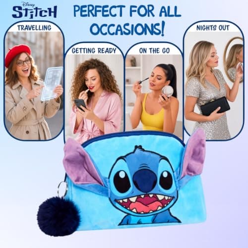 Stitch Make Up Bag for Women Girls Disney Pencil Case Double Sided Velvet Cosmetic Toiletries Bag Travel Accessory Gift — view 4
