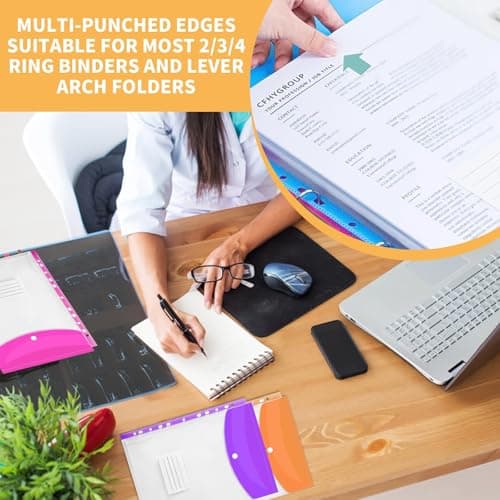 Plastic Wallets A4 Punched Pockets, 12 Pack A4 Expandable Folders — view 5