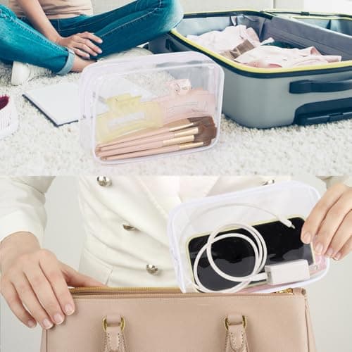 10 Pcs Clear Travel Toiletry Bags with Zippers, 7.5 x 4.8 Inch Portable Waterproof Cosmetic Makeup Bags for Family, Men, Women (White) — view 6