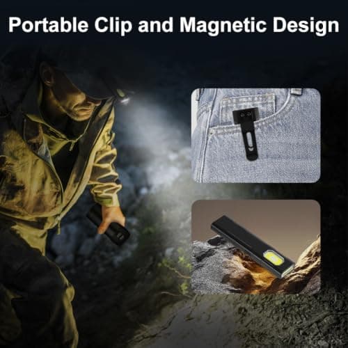 AXFEE Flat EDC Torch, USB C Rechargeable COB Work Light — view 4