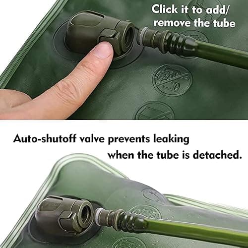 Hydration Bladder 2 Liter Leak Proof Water Reservoir, Military Water Storage Bladder Bag, BPA Free Hydration Pack Replacement, for Hiking Biking Climbing Cycling Running (fresh green) — view 5