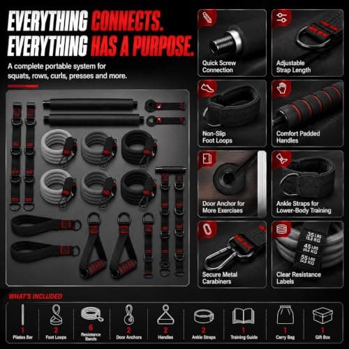 Pilates Bar Set with 6 Resistance Bands, 270lb Heavy Duty Home Gym Workout Kit — view 5