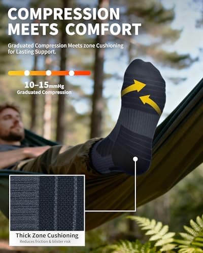 CAMBIVO 2 Pairs Compression Running Socks for Men and Women, Moisture Wicking Athletic Crew Socks with Arch Support, Cushioned Sole & 10-15 mmHg Support for Running, Jogging, Marathon Training — view 3