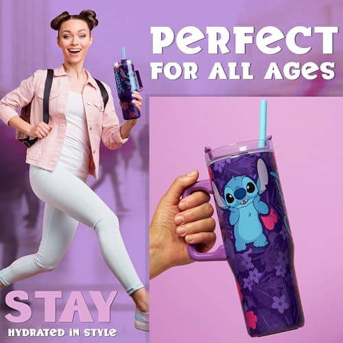 Disney Stitch Insulated Tumbler Travel Mug 940ml/33oz Water Bottle with Straw & Handle Thermal Double Wall Vacuum Insulation Drinks Cold Up to 17Hrs, Hot Up to 8Hrs, 45Hrs Ice — view 4