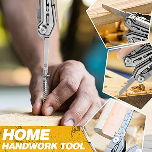 BIBURY Multitools, Portable Multi Tool Foldable Pliers with Scissors, Can Opener and Screwdriver, EDC Tools for Camping, Outdoor Activities, Repairing - Gift for Dad Men - Blackside — view 5