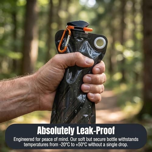 SSJkeji 4-Pack 1000ml Foldable Collapsible Water Bottle – Reusable BPA Free Flexible Drink Pouch with Clip, Leakproof Sports Bottle for Outdoor Travel, Hiking, Biking, Running & Gym — view 6