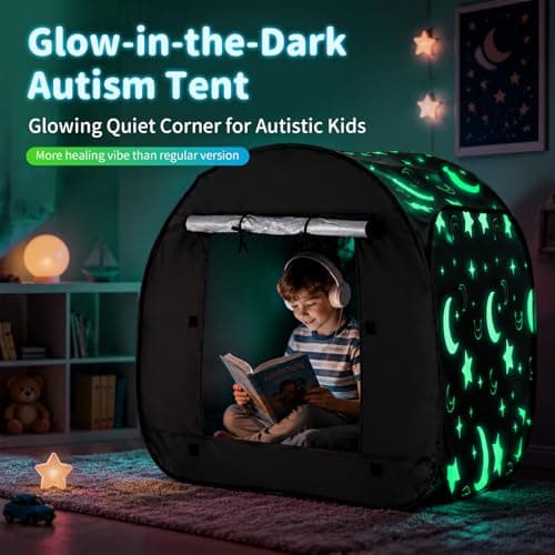 Normodic Sensory Tent, Blackout Sensory Tent for Kids, Pop Up Black Out Den for Autism, Calm Down Corner for Autistic Children Anxiety Relief with Travel Bag, Play and Relax Corner (Round) — view 2