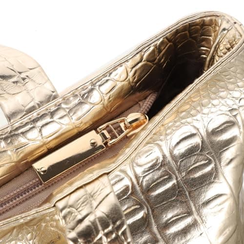 ABOOFAN Capacity Handbag Shoulder Shopping: Large Tote Bag for Women PU Laptop Handbag School Shoulder Bag Business Work Bag, Golden — view 6