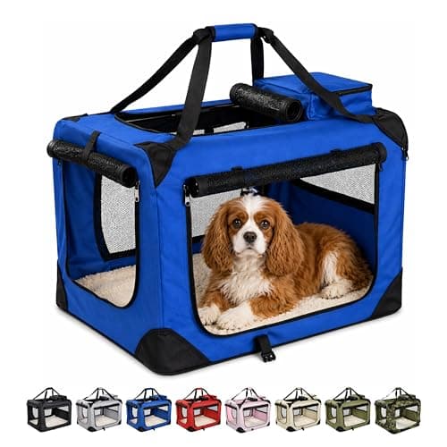 Floofy Friends Soft-Sided Dog Travel Crate - Foldable, Breathable Pet Carrier for Small Dogs & Cats, Ideal for Car Travel & Home Use