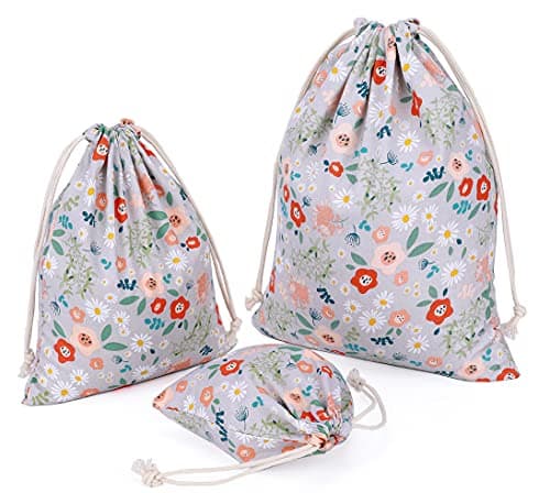 Amoyie Cotton Drawstring Bag 3pcs, Kids Storage Bag, Fabric Organiser Pouch — view 2