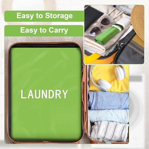 TranRantic 4Pcs Travel Laundry Bag, Waterproof Laundry Bag Dirty Clothes, 3 Sizes Wet Bags for Swimming Yoga Workout, Foldable Laundry Bags for Travelling Family Vacation (Green) — view 4