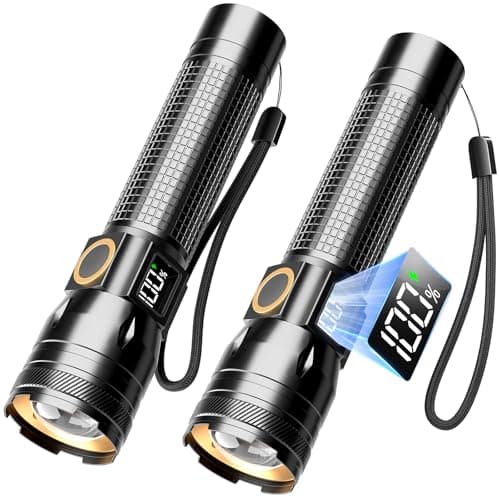 Sogdeco 3000 Lumens LED Torch 2 Pack, 2000mAh Rechargeable Adjustable Focus