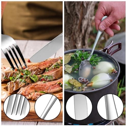HOTUT 3 Pcs Travel Cutlery Set, Cutlery Set with Portable Pouch Case, Stainless Steel Flatware, Reusable, Portable Utensils for Home Outdoor Travel Picnic Office School Lunch Box, Black — view 4