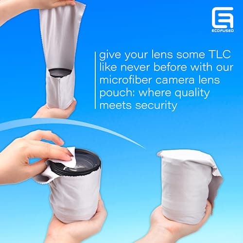 ECO-FUSED Camera Lens Pouches - Microfiber Lens Cloth Bag - 4 Pack - Soft Camera Wraps for Multi-Sized Lenses and Accessories - Camera Bag Inserts - Home Travel Photography (Black/Gray/Blue) — view 4